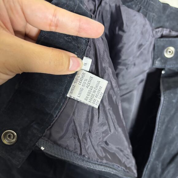 August Max Woman Black Leather Vintage Mini Skirt Sz 16 - Picture 5 of 10